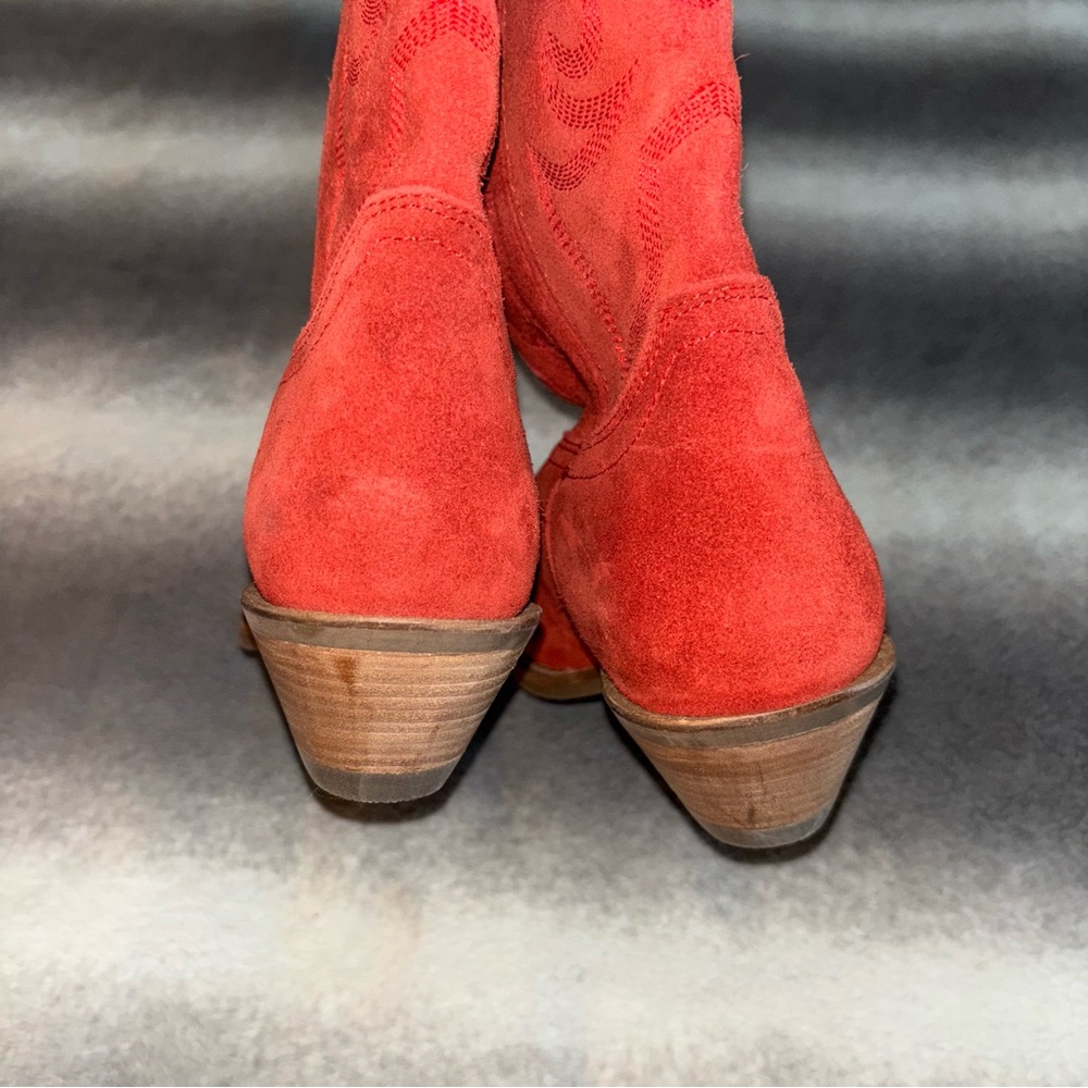 🚫SOLD🚫Dingo Red Suede Out West Western Cowboy Boots Size 7M Snip Toe Leather NWT - Picture 9 of 13
